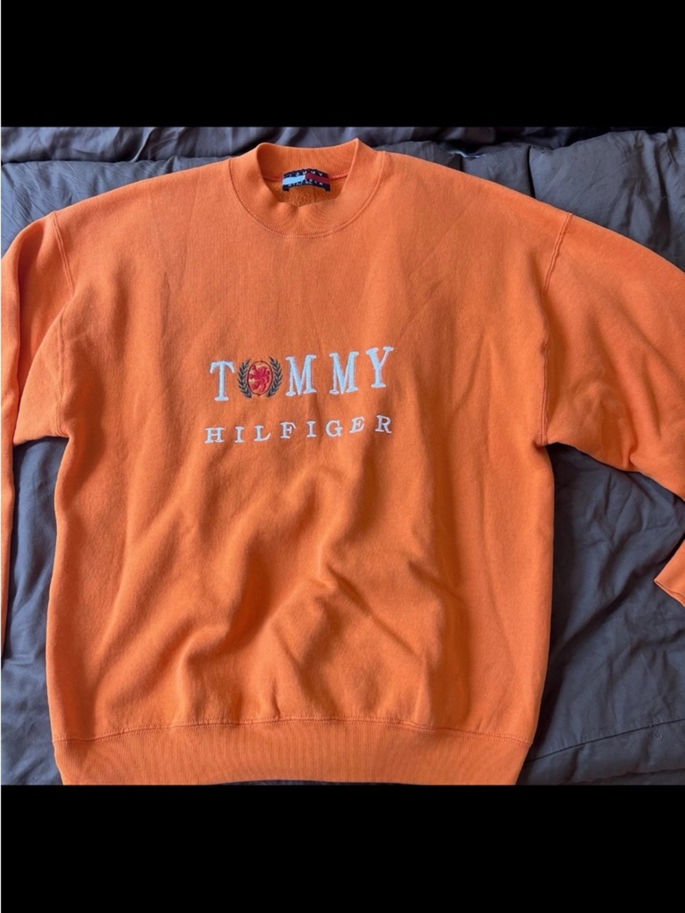 Rare Vintage Tommy Hilfiger Spellout Sweatshirt Men XL Neon Orange (See Pics)